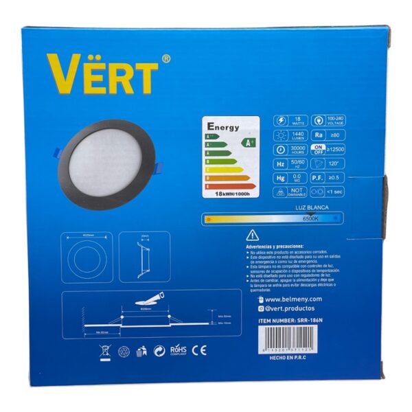 LAMP PANEL LED RED EMP 18W 85-265V VERT SRR-186N