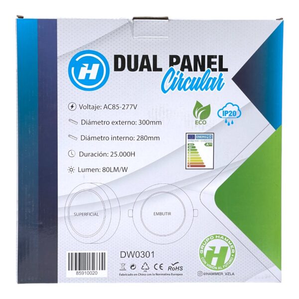 LAMP PANEL LED 24W 85-277V RED DUAL HAMMER DW0301