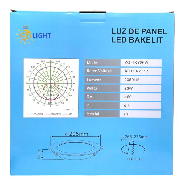 LAMP PANEL LED RED EMP 26W 110-277V ZQ-TKY BJ LIGHT