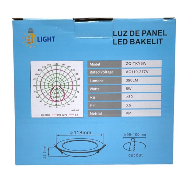 LAMP PANEL LED RED EMP 6W 110-277V ZQ-TKY BJ LIGHT