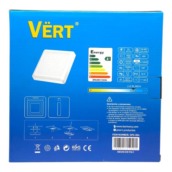 LAMP PANEL LED CUAD SUP 24W 100-240V VERT SPS-024