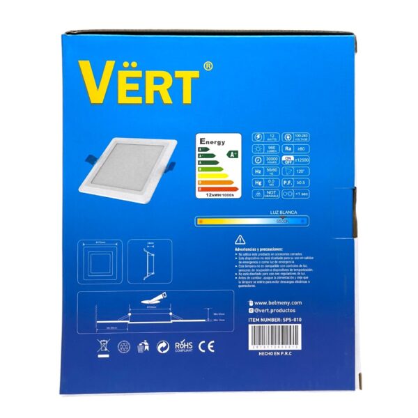 LAMP PANEL LED CUAD EMP 12W 100-240V VERT SPS-010