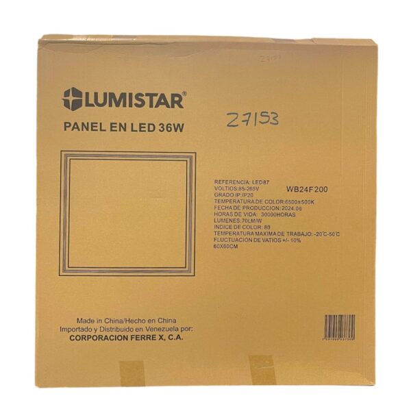 LAMP PANEL LED CUAD EMP 36W 60X60 85-265V LUMISTAR LED87
