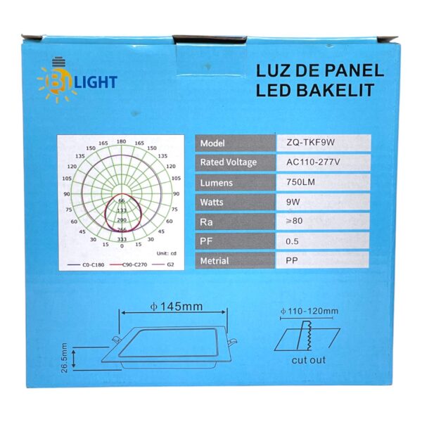 LAMP PANEL LED CUAD EMP 9W 110-277V ZQ-TKF BJ LIGHT