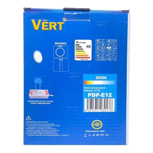 LAMP PANEL LED RED EMP 12W 85-265V VERT PDP-E12