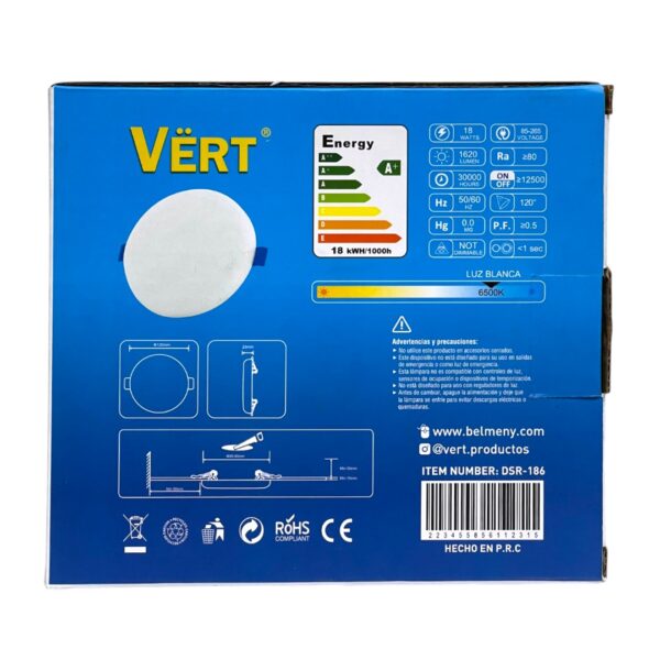LAMP PANEL LED RED EMP 18W 85-265V VERT DSR-186