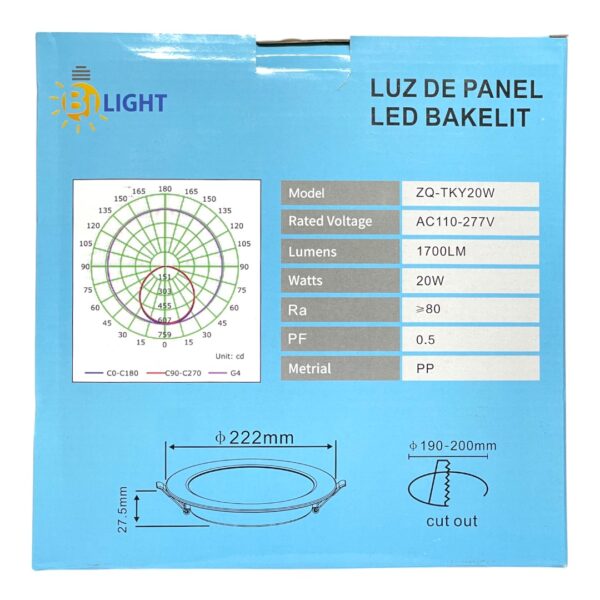 LAMP PANEL LED RED EMP 20W 110-277V ZQ-TKY BJ