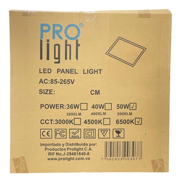 LAMP PANEL LED CUAD EMP 50W 60X60CM  PROLIGHT